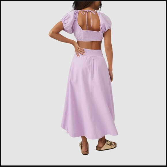NWT Free People Lotus Crop Top Maxi Skirt 2 Piece Set Purple Orchid White $168.0 - Picture 13 of 13